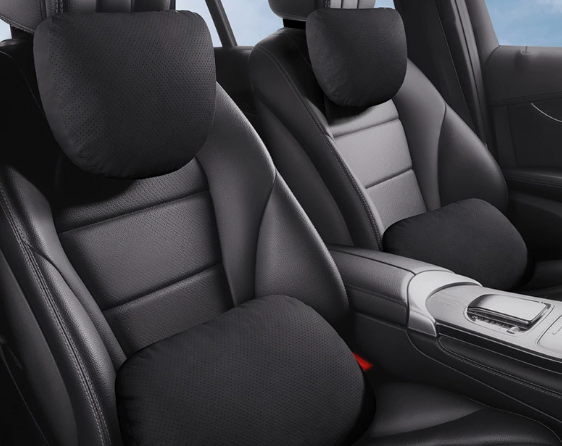 Ergonomic Car Headrest & Lumbar Support Pillow Set – Memory Foam Neck and Back Cushion for Driving Comfort