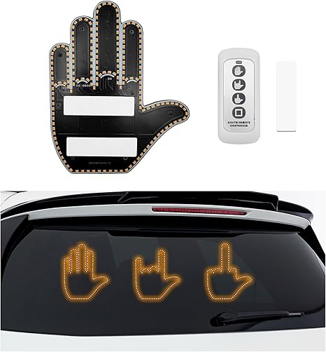 Middle Finger LED Back Window Road Rage Sign With Remote Control