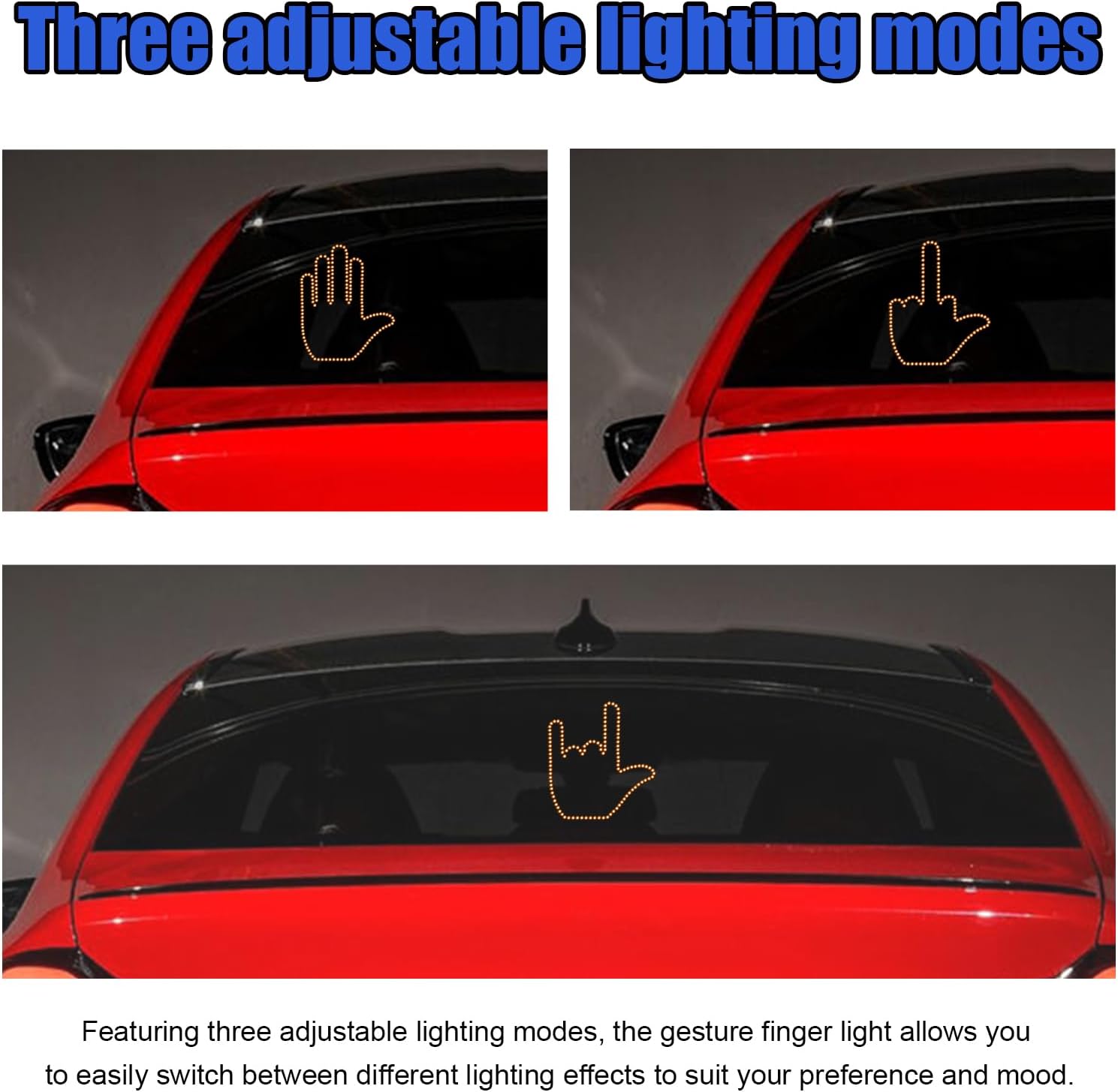 Middle Finger LED Back Window Road Rage Sign With Remote Control