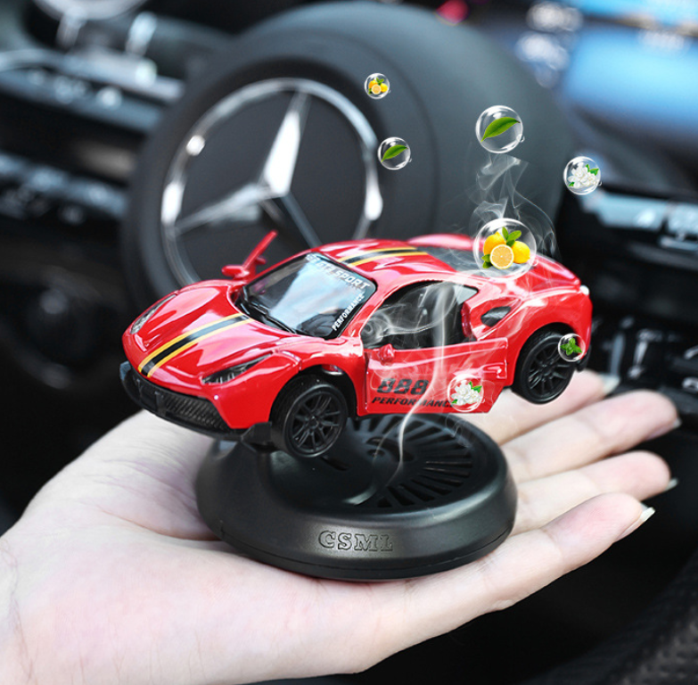 Drifting Alloy Car Air Freshener – Rotating Dashboard Decor