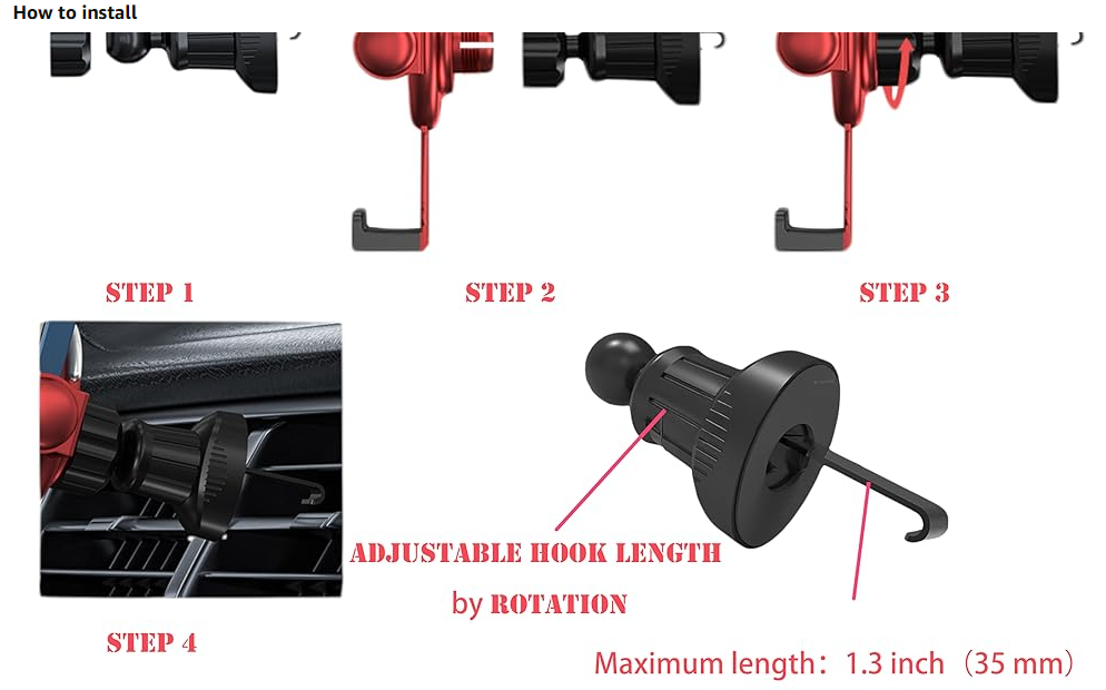 Cute Cartoon Car Phone Mount – 360° Rotatable Vent Mount for All Phones