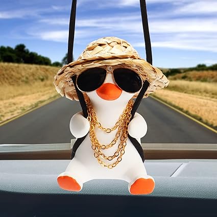 Swinging Duck Car Mirror Hanging Ornament, Car Hanging Accrssories