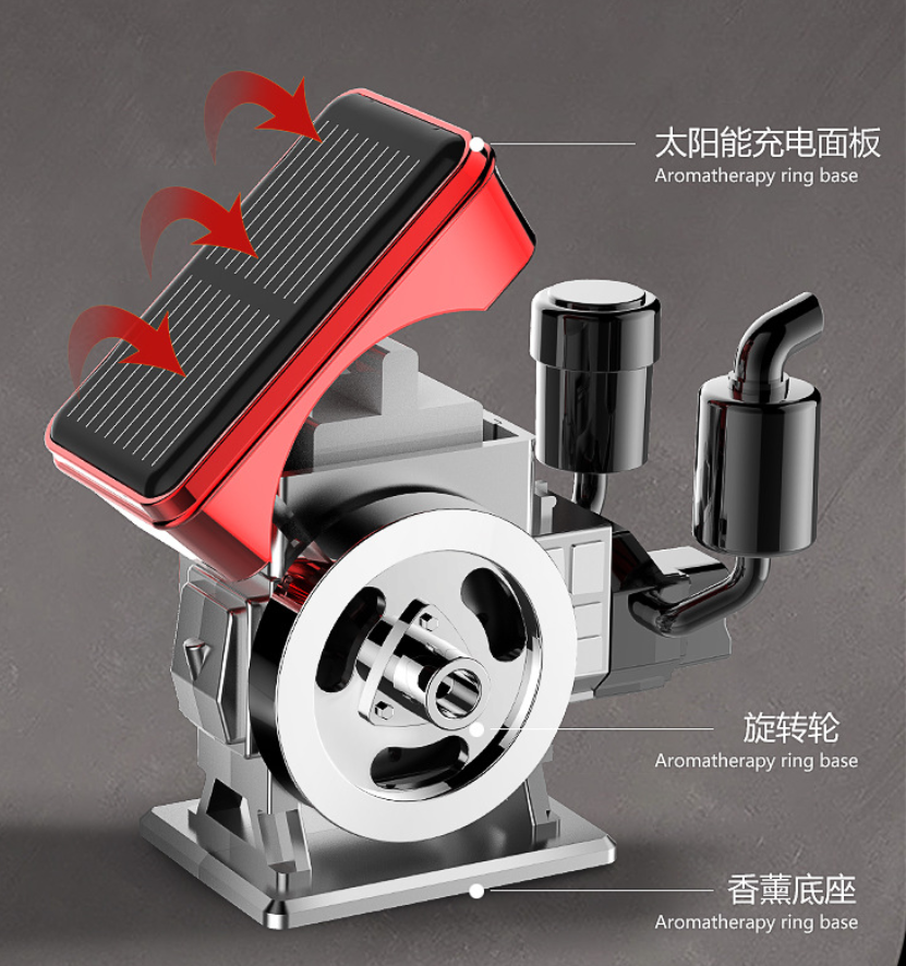 Solar Powered Rotating Car Air Freshener – Engine Decor