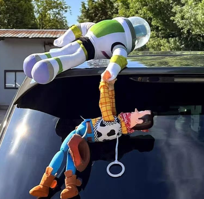Funny Car Rear Window Hanging Doll – Cute Cartoon Car Decoration for Back Window