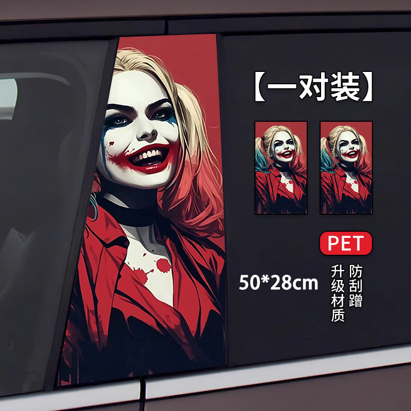 Clown Style Car B-Pillar Scratch Cover Sticker – Creative 3D Auto Protection Decal (Pair)