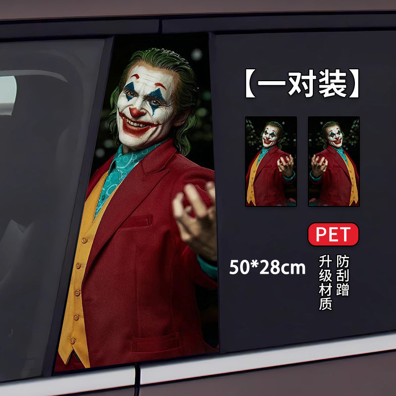 Clown Style Car B-Pillar Scratch Cover Sticker – Creative 3D Auto Protection Decal (Pair)