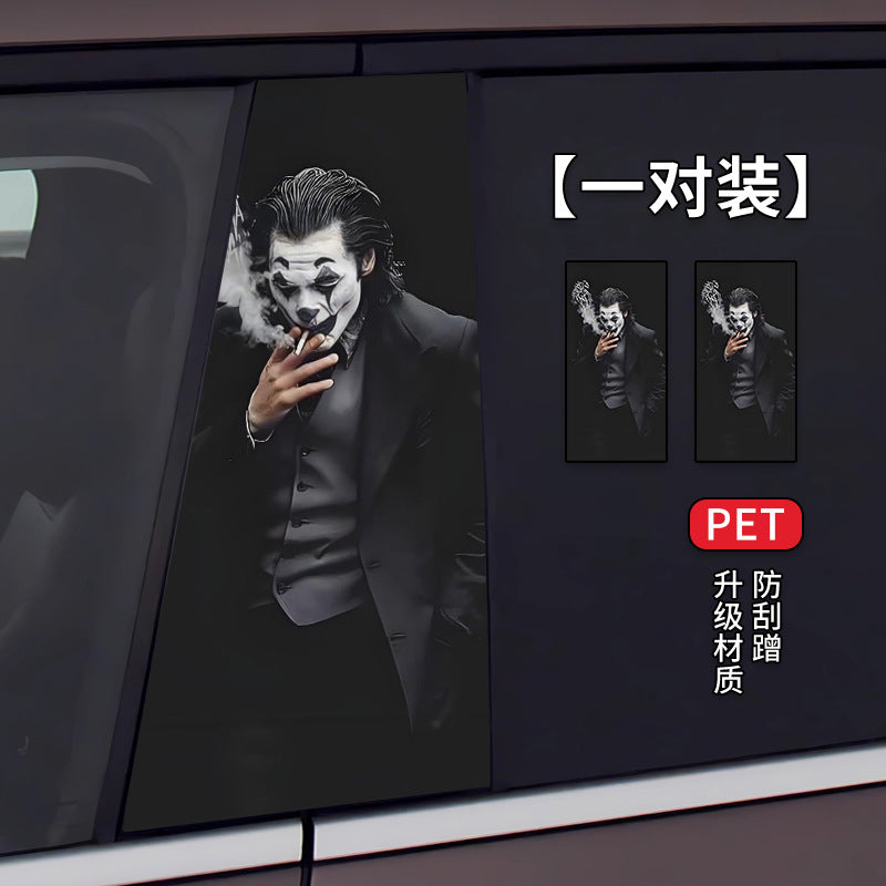Clown Style Car B-Pillar Scratch Cover Sticker – Creative 3D Auto Protection Decal (Pair)