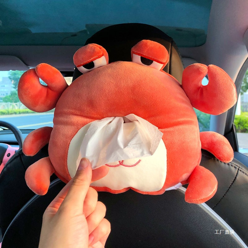 Cute Cartoon Car Tissue Box Holder – Plush Hanging Napkin Dispenser for Car Interior