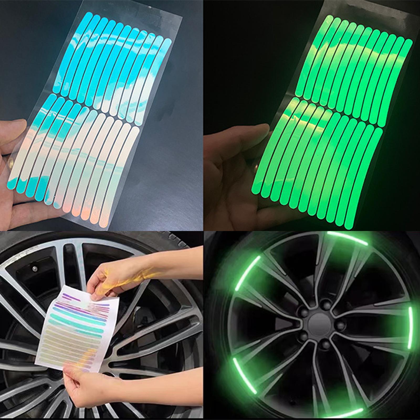 Diamond-Grade Reflective Wheel Rim Stickers – Night Safety Glow Strips for Car, Motorcycle & Bicycle