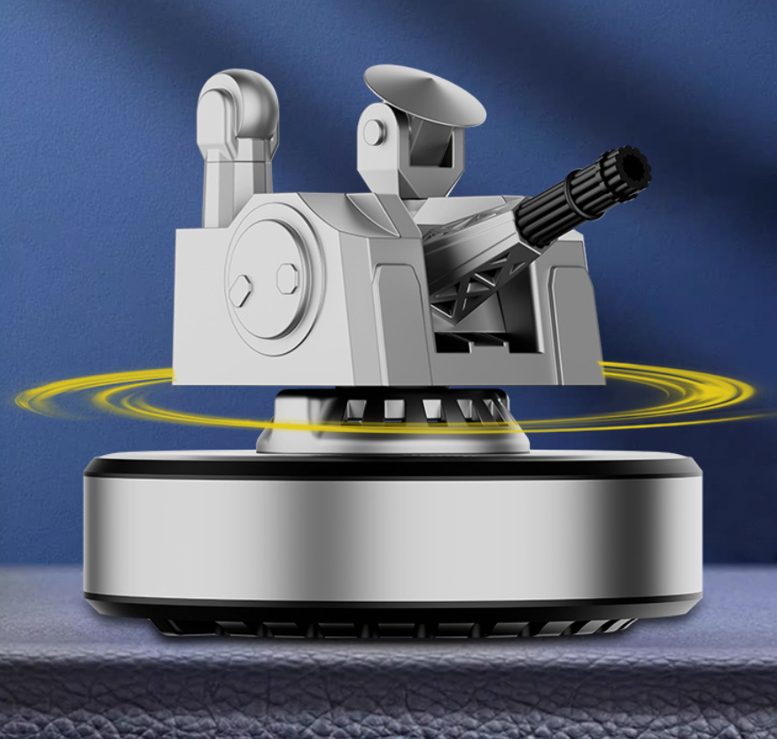Solar Rotating CIWS Cannon Car Air Freshener – Military Tech Dashboard Ornament