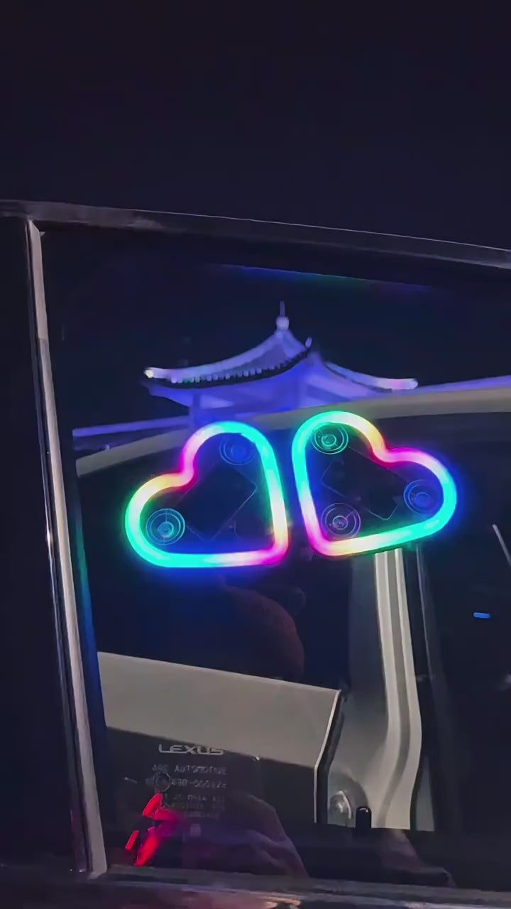 Heart LED Car Ambient Light with Solar & Type-C Charging – RGB Interior Decor